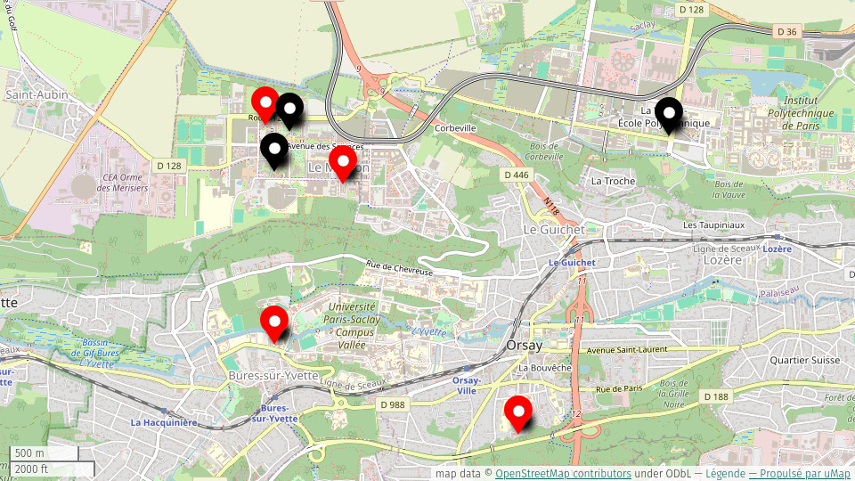 Carte du centre universitaire avec les résidences où Aurore est présente